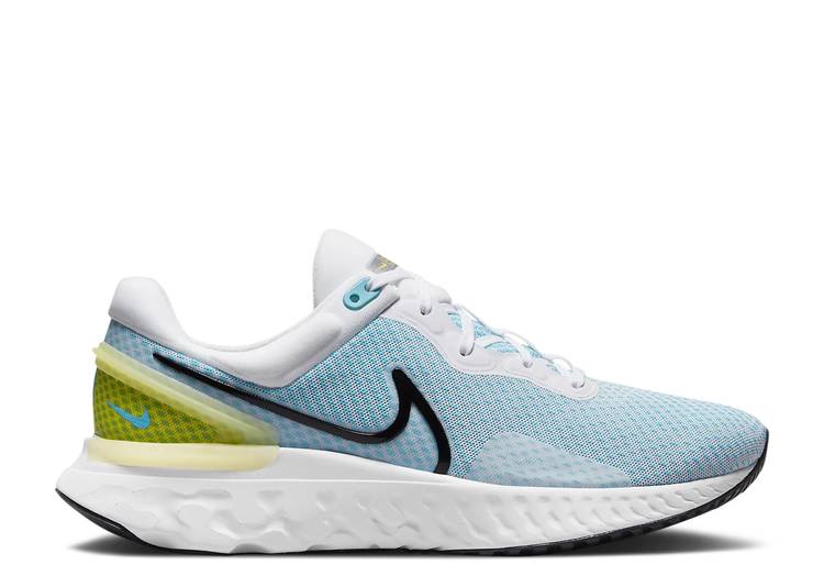 【 NIKE REACT MILER 3 \u0027WHITE CHLORINE BLUE\u0027 / WHITE CHLORINE BLUE VIVID SULFUR 】 リアクト 白いこと 白いこと 青味 青み スニーカー メンズ ナイキ