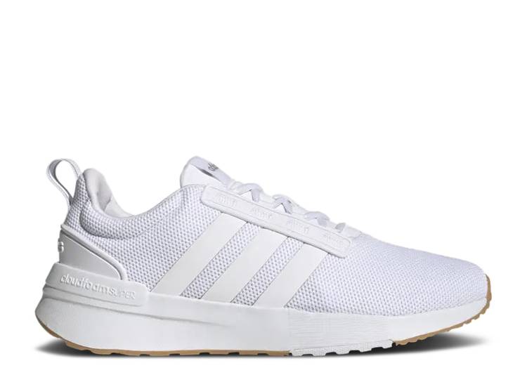 【 ADIDAS RACER TR21 WHITE GUM / CLOUD WHITE CLOUD WHITE GREY TWO 】 アディダス 白色 ホワイト 灰色 グレー スニーカー メンズ