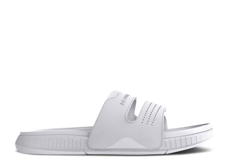 【 UNDER ARMOUR WMNS ANSA STUDIO SLIDE \u0027WHITE HALO GREY\u0027 / WHITE HALO GREY 】 制作室 サンダル 白いこと 白いこと 薄墨色 薄墨色 アンダーアーマー スニーカー レディース