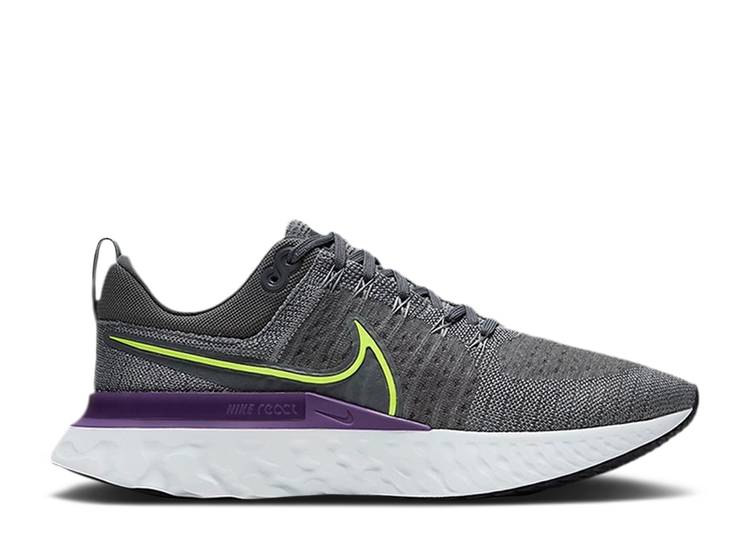 【 NIKE REACT INFINITY RUN FLYKNIT 2 \u0027PARTICLE GREY VOLT\u0027 / PARTICLE GREY VOLT IRON GREY 】 リアクト 幽客 飛球編み物 薄墨色 薄墨色 スニーカー メンズ ナイキ