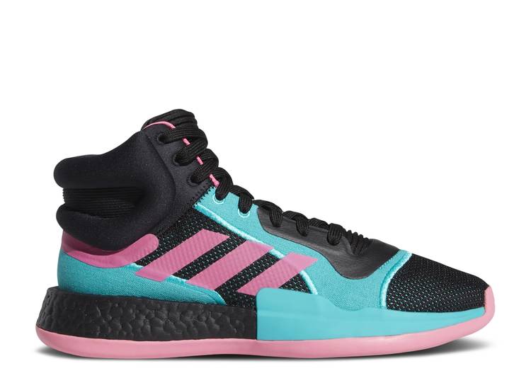 【 ADIDAS MARQUEE BOOST \u0027BLACK SHOCK PINK AQUA\u0027 / CORE BLACK TEAM SHOCK PINK HI 】 アディダス ブースト ぼうぜん自失 サクラ色 中核グループ 黒いこと 黒いこと 野球クラブ スニーカー メンズ
