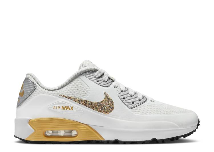【 NIKE AIR MAX 90 GOLF \u0027PGA CHAMPIONSHIP - TULSA\u0027 / SUMMIT WHITE WHITE METALLIC 】 マックス ゴルフ 白いこと 白いこと 大気圏マックス スニーカー メンズ ナイキ