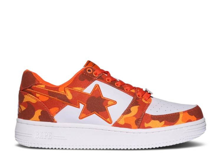 【 BAPE HERON PRESTON X BAPESTA 'ABC CAMO - ORANGE' / WHITE ORANGE 】 カモ柄 白色 ホワイト 橙 オレンジ スニーカー メンズ ベイプ｜スニケス