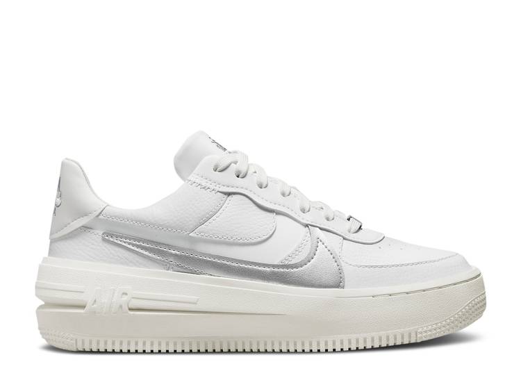 【 NIKE WMNS AIR FORCE 1 PLT.AF.ORM 'WHITE METALLIC SILVER' / SUMMIT WHITE SAIL WOLF GREY 】 白色 ホワイト 灰色 グレー エアフォース スニーカー レディース ナイキ