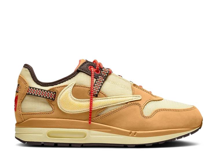 【 NIKE TRAVIS SCOTT X AIR MAX 1 \u0027WHEAT\u0027 / WHEAT LEMON DROP BAROQUE BROWN 】 マックス ウィート 赤銅色 赤銅色 トラヴィススコット 大気圏マックス スニーカー メンズ ナイキ