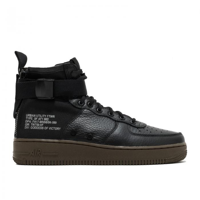 【 NIKE SF AIR FORCE 1 MID 'HAZEL' / BLACK BLACK DARK HAZEL 】 ミッド 黒色 ブラック エアフォース スニーカー メンズ ナイキ｜スニケス