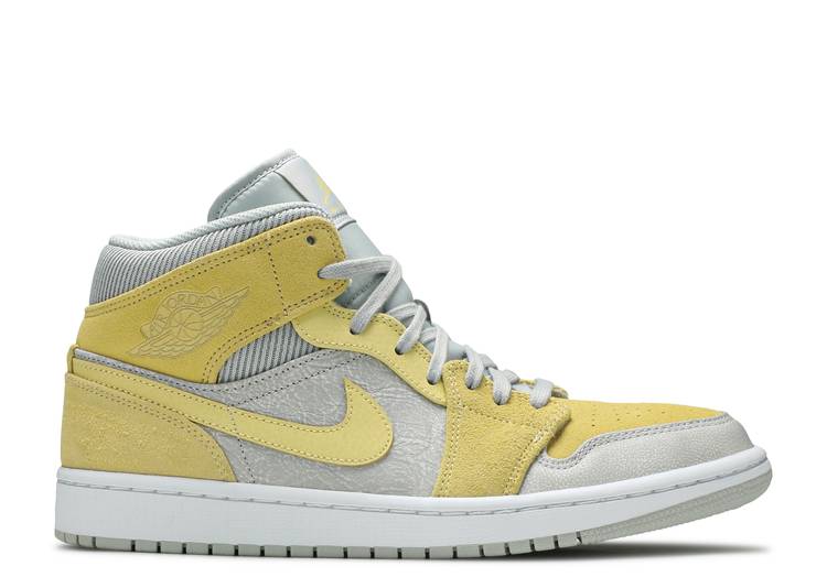 【 AIR JORDAN JORDAN 1 MID SE \u0027LEMON WASH\u0027 / GREY FOG LEMON WASH WHITE 】 ナイキ ミッド 薄墨色 薄墨色 白いこと 白いこと エアジョーダン スニーカー メンズ
