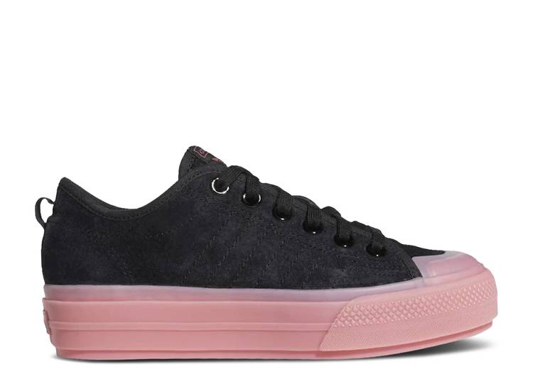 【 ADIDAS WMNS NIZZA RF \u0027BLACK HAZY ROSE\u0027 / CORE BLACK CORE BLACK HAZY ROSE 】 アディダス 中核グループ 黒いこと 黒いこと さくら色 スニーカー レディース