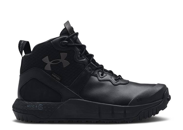 【 UNDER ARMOUR MICRO G VALSETZ MID LEATHER 'BLACK JET GREY' / BLACK JET GREY 】 ミクロ ミッド レザー 黒色 ブラック 灰色 グレー アンダーアーマー スニーカー メンズ