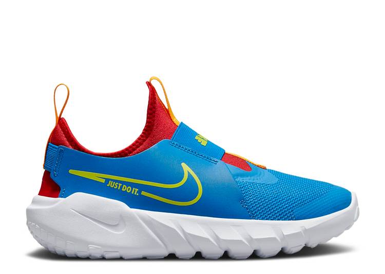 【 NIKE FLEX RUNNER 2 GS 'PHOTO BLUE ATOMIC GREEN' / PHOTO BLUE UNIVERSITY RED 】 青色 ブルー 赤 レッド ジュニア キッズ ベビー マタニティ スニーカー ナイキ