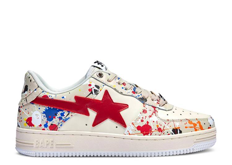 【 BAPE BAPESTA LOW 'PAINT SPLATTER - IVORY' / IVORY 】 アイボリー スニーカー メンズ ベイプ|スニケス