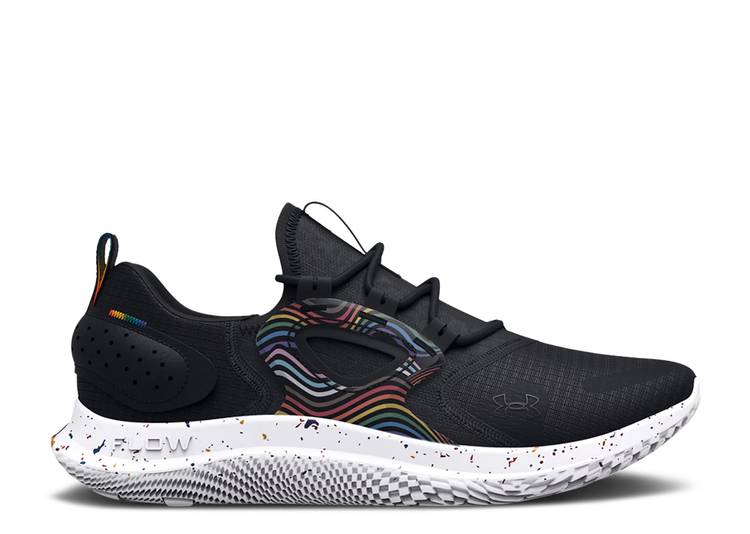 【 UNDER ARMOUR FLOW VELOCITI MVMNT 'PRIDE' / BLACK WHITE 】 フローレス 黒色 ブラック 白色 ホワイト アンダーアーマー スニーカー メンズ