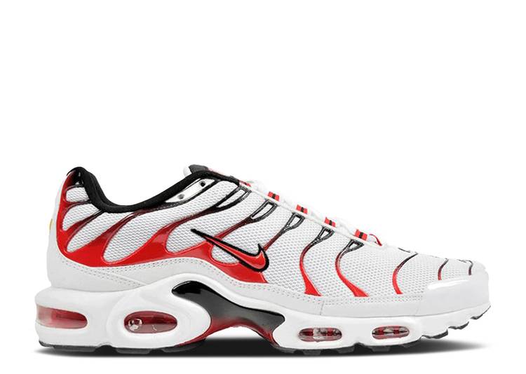 【 NIKE AIR MAX PLUS 'WHITE UNIVERSITY RED' / WHITE UNIVERSITY RED BLACK 】 マックス 白色 ホワイト 赤 レッド 黒色 ブラック エアマックスプラス スニーカー メンズ ナイキ|スニケス