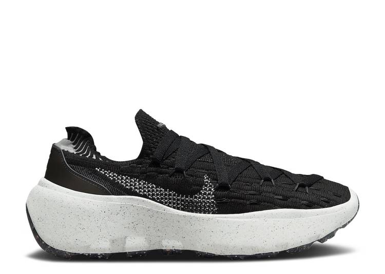 【 NIKE WMNS SPACE HIPPIE 04 \u0027OREO\u0027 / BLACK LIGHT SMOKE GREY BLACK 】 黒いこと 黒いこと 薄墨色 薄墨色 スニーカー レディース ナイキ