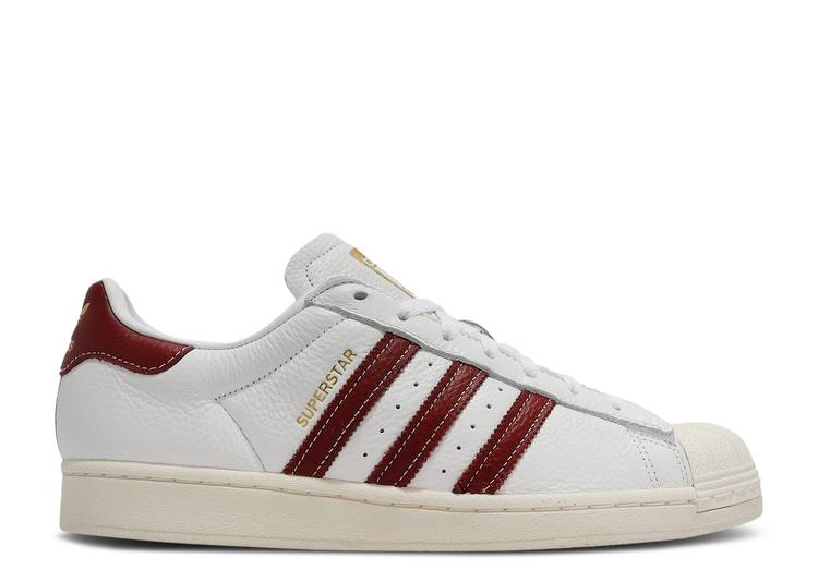 【 ADIDAS SUPERSTAR \u0027WHITE COLLEGIATE BURGUNDY\u0027 / CLOUD WHITE COLLEGIATE BURGUNDY 】 アディダス はやりっ子 白いこと 白いこと ブドウ酒色 バーガンディー スニーカー メンズ メンズ靴-靴-スニーカー