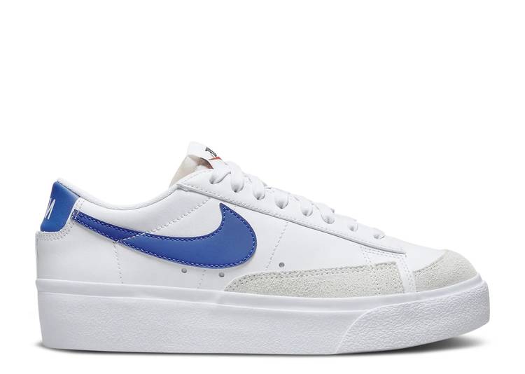 【 NIKE WMNS BLAZER LOW PLATFORM WHITE GAME ROYAL / WHITE SUMMIT WHITE TEAM ORANGE 】 ブレイザー ゲーム 白色 ホワイト チーム 橙 オレンジ ゲームロイヤル 青 ブルー スニーカー レディース ナイキ