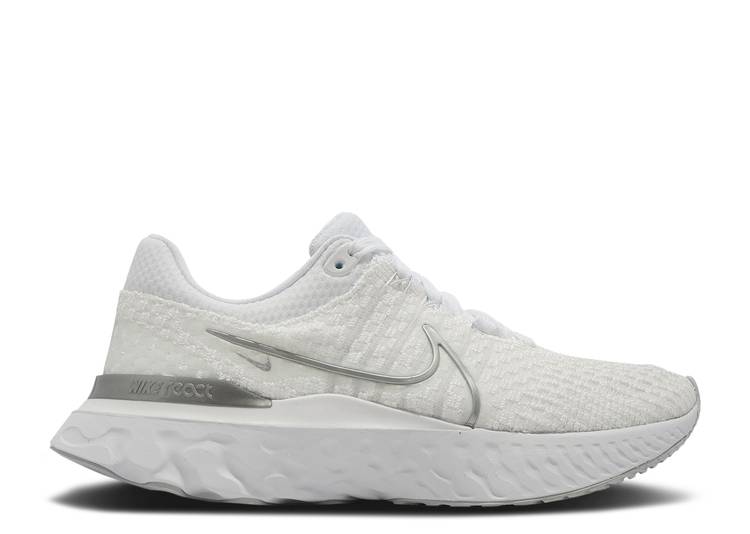 【 NIKE WMNS REACT INFINITY RUN FLYKNIT 3 'WHITE METALLIC SILVER' / WHITE METALLIC SILVER PURE 】 リアクト ラン フライニット 白色 ホワイト 銀色 シルバー ピュア スニーカー レディース ナイキ｜スニケス
