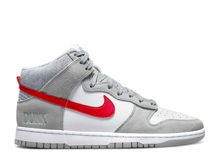 【 NIKE DUNK HIGH SE 'ATHLETIC CLUB - LIGHT SMOKE GREY GYM RED' / LIGHT SMOKE GREY GYM RED WHITE 】 ダンク ハイ クラブ 灰色 グレー 赤 レッド 白色 ホワイト ダンクハイ スニーカー メンズ ナイキ
