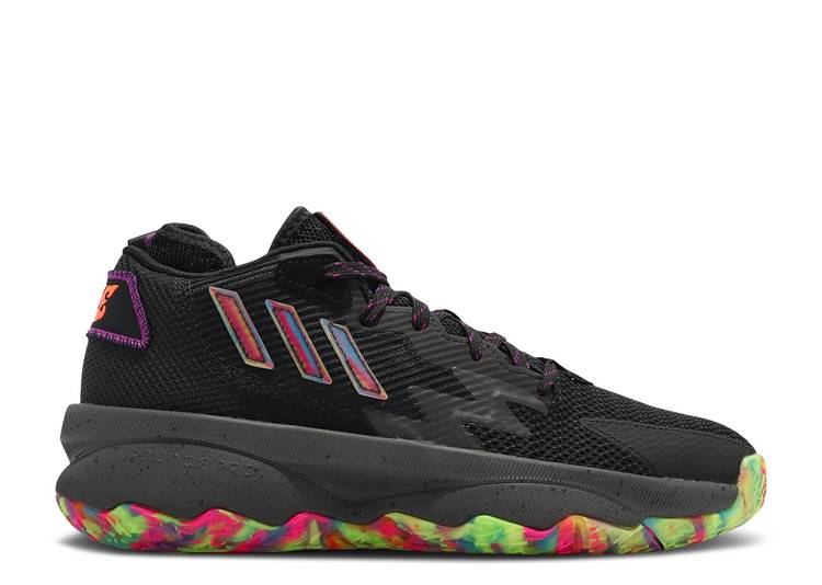 【 ADIDAS DAME 8 \u0027BIG MOOD\u0027 / CORE BLACK GREY SIX PANTHER CYAN 】 アディダス 中核グループ 黒いこと 黒いこと 薄墨色 薄墨色 シアン スニーカー メンズ