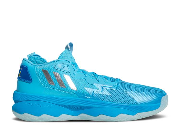 【 ADIDAS DAME 8 \u0027YOUNG DOLLA\u0027 / SIGNAL CYAN SILVER METALLIC 】 アディダス シアン しろがね色 しろがね色 スニーカー メンズ メンズ靴-スニーカー