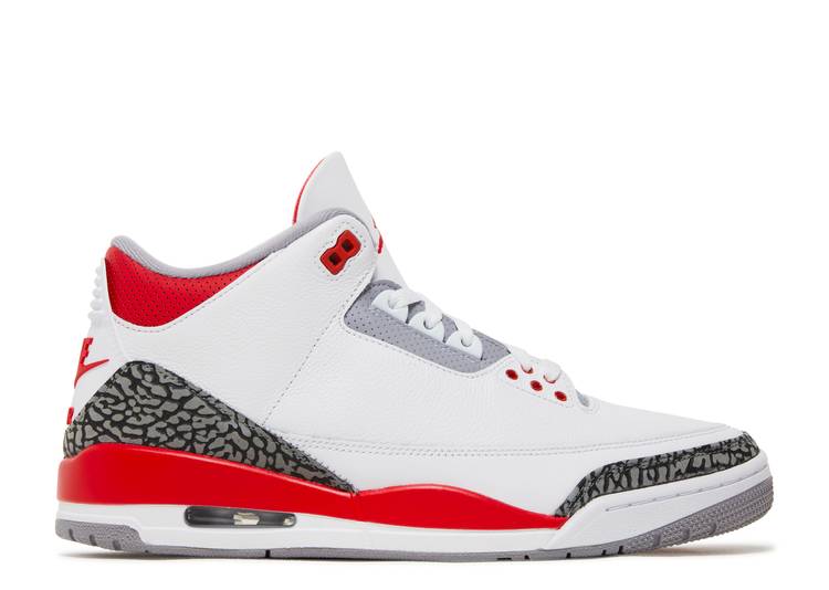 【 AIR JORDAN JORDAN 3 RETRO \u0027FIRE RED\u0027 2022 / WHITE FIRE RED CEMENT GREY BLACK 】 ナイキ 白いこと 白いこと 火の手 赤 赤いこと 薄墨色 シメント 薄墨色 黒いこと 黒いこと エアジョーダン スニーカー メンズ