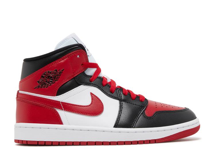 【 AIR JORDAN WMNS JORDAN 1 MID 'ALTERNATE BRED TOE' / BLACK WHITE GYM RED 】 ナイキ ミッド 黒色 ブラック 白色 ホワイト 赤 レッド エアジョーダン スニーカー レディース