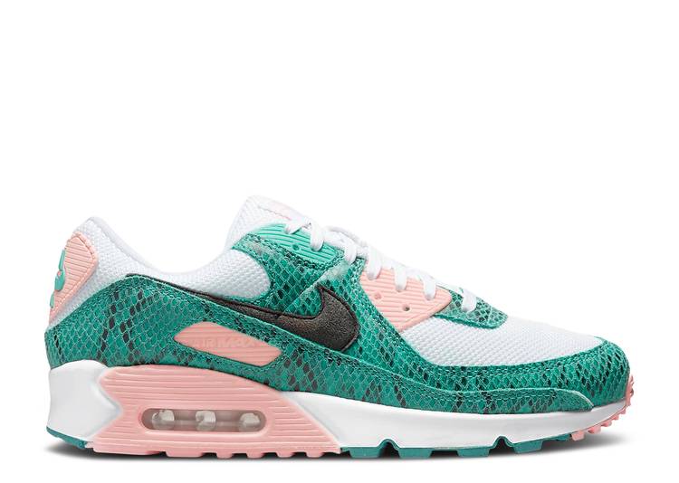 【 NIKE AIR MAX 90 \u0027WASHED TEAL SNAKESKIN\u0027 / WASHED TEAL WHITE BLEACHED CORAL 】 マックス 白いこと 白いこと 大気圏マックス スニーカー メンズ ナイキ