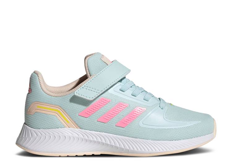 【 ADIDAS RUNFALCON 2.0 LITTLE KID ALMOST BLUE BEAM PINK / ALMOST BLUE BEAM PINK BLISS 】 アディダス 青色 ブルー ピンク ジュニア キッズ ベビー マタニティ スニーカー