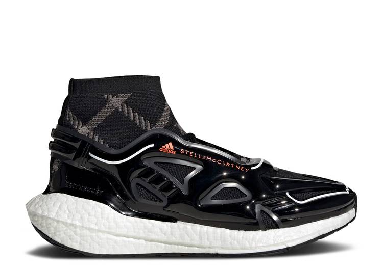 【 ADIDAS STELLA MCCARTNEY X WMNS ULTRABOOST 22 ELEVATED \u0027CORE BLACK SIGNAL ORANGE\u0027 / CORE BLACK GREY FOUR APP SIGNAL 】 アディダス 黒いこと 黒いこと 中核グループ 薄墨色 薄墨色 スニーカー レディース