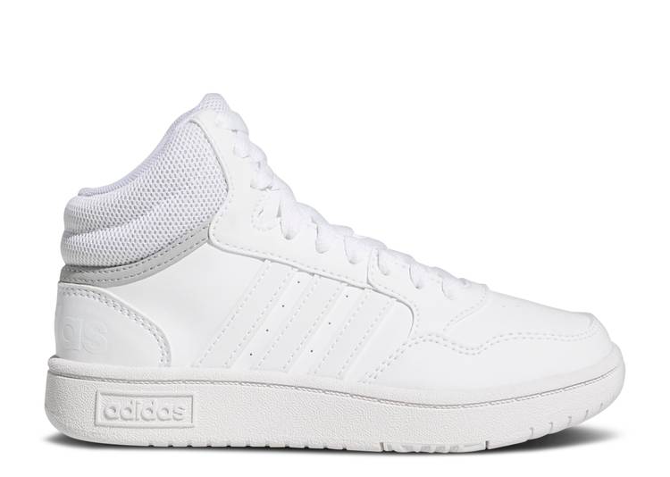 【 ADIDAS HOOPS MID J 'WHITE GREY' / CLOUD WHITE CLOUD WHITE GREY TWO 】 アディダス ミッド 白色 ホワイト 灰色 グレー ジュニア キッズ ベビー マタニティ スニーカー｜スニケス