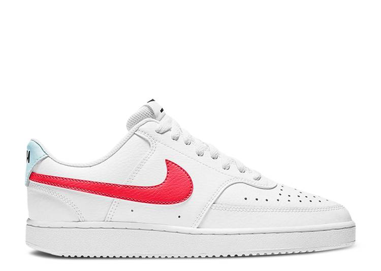 【 NIKE WMNS COURT VISION LOW \u0027WHITE BRIGHT CRIMSON\u0027 / WHITE BRIGHT CRIMSON 】 厚地の外套 白いこと 白いこと クリムゾン スニーカー レディース ナイキ