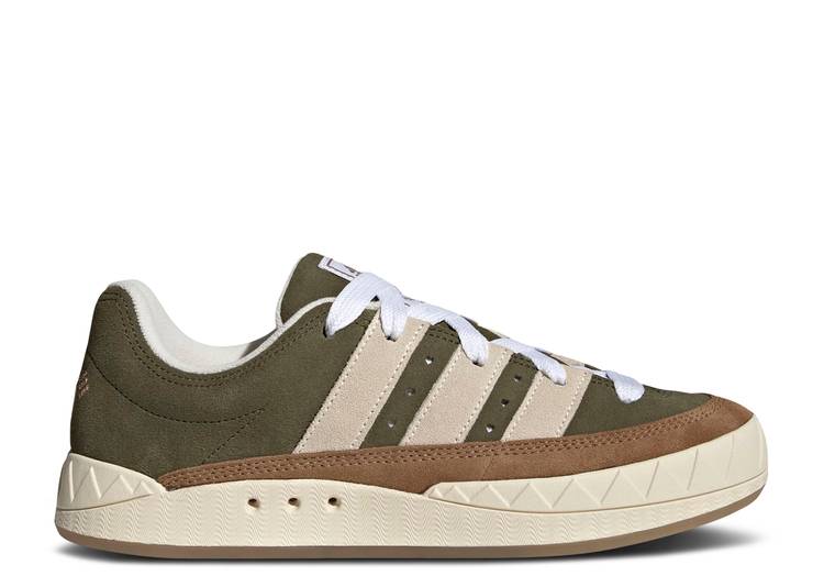 【 ADIDAS HUMAN MADE X ADIMATIC \u0027DUST GREEN CREAM WHITE\u0027 / DUST GREEN CREAM WHITE BROWN 】 アディダス 緑 緑であること 皮膚軟化剤 白いこと 白いこと 赤銅色 赤銅色 スニーカー メンズ