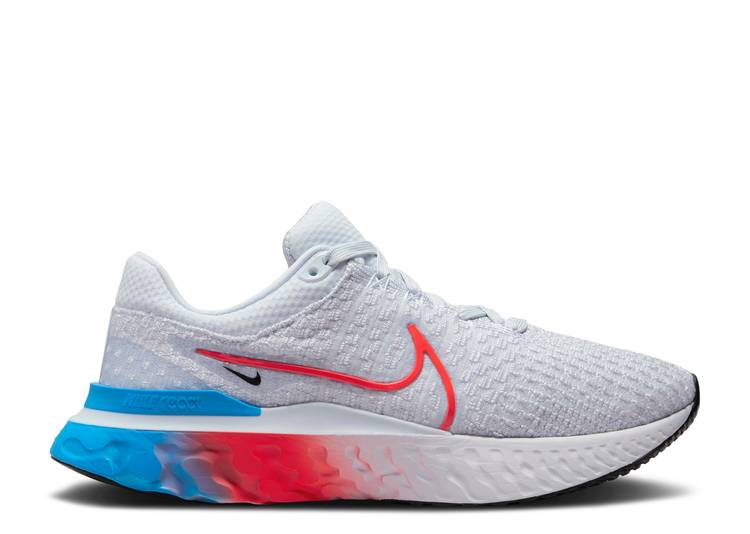 【 NIKE WMNS REACT INFINITY RUN FLYKNIT 3 \u0027GREY BRIGHT CRIMSON\u0027 / FOOTBALL GREY BLACK PHOTO BLUE 】 リアクト 幽客 飛球編み物 薄墨色 薄墨色 黒いこと 黒いこと 青味 青み スニーカー レディース ナイキ