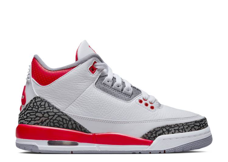 【 AIR JORDAN JORDAN 3 RETRO GS 'FIRE RED' 2022 / WHITE FIRE RED CEMENT GREY BLACK 】 ナイキ 白色 ホワイト ファイア 赤 レッド 灰色 シメント グレー 黒色 ブラック エアジョーダン ジュニア キッズ ベビー マ|スニケス