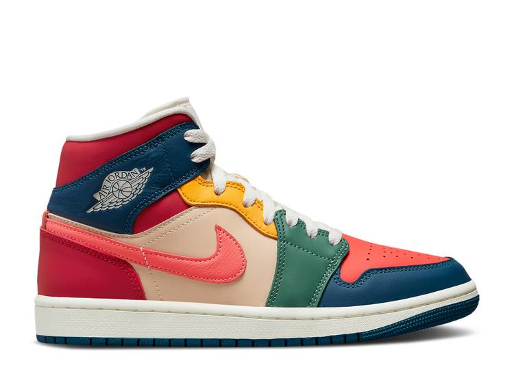 【 AIR JORDAN WMNS JORDAN 1 MID SE 'MULTI-COLOR' / FRENCH BLUE MAGIC EMBER 】 ナイキ ミッド 青色 ブルー マジック エアジョーダン 'MULTICOLOR' スニーカー レディース