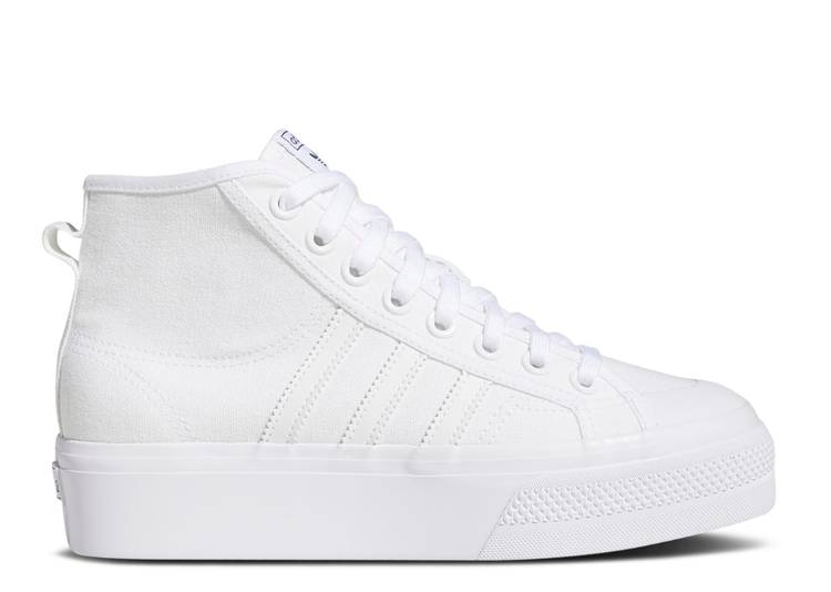 【 ADIDAS WMNS NIZZA PLATFORM MID \u0027TRIPLE WHITE\u0027 / CLOUD WHITE CLOUD WHITE CLOUD 】 アディダス ミッド 白いこと 白いこと スニーカー レディース
