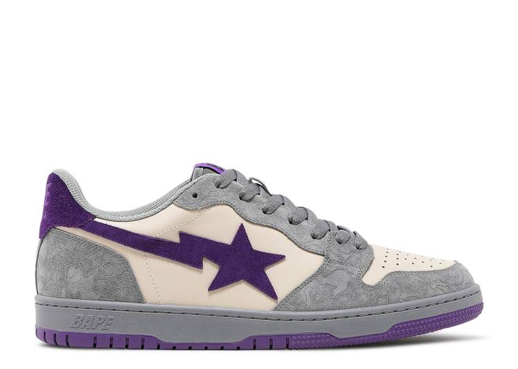 【 BAPE COURT STA 'ROYAL PURPLE' / CALM MIST GREY ROYAL PURPLE 】 コート 灰色 グレー 紫 パープル スニーカー メンズ ベイプ｜スニケス
