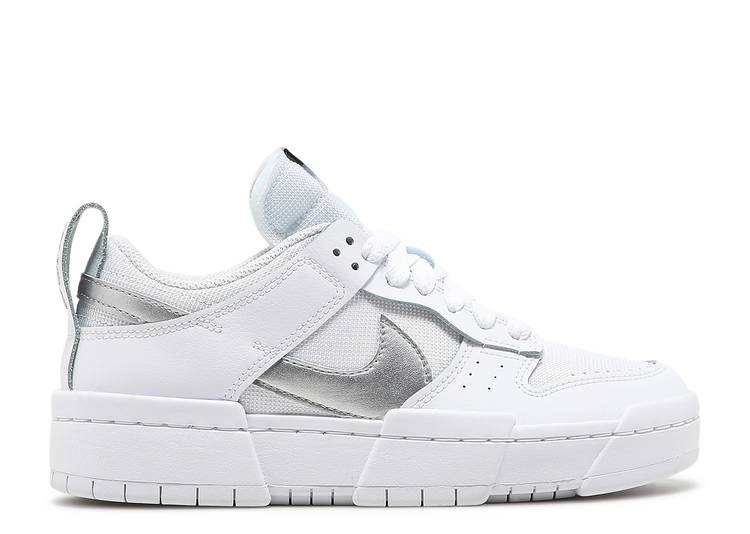 【 NIKE WMNS DUNK LOW DISRUPT 'WHITE METALLIC SILVER' / WHITE METALLIC SILVER WHITE 】 ダンク 白色 ホワイト 銀色 シルバー ダンクロー スニーカー レディース ナイキ｜スニケス