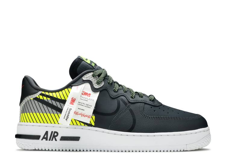 【 NIKE 3M X AIR FORCE 1 REACT LX 'ANTHRACITE VOLT' / ANTHRACITE VOLT HABANERO RED 】 リアクト 赤 レッド エアフォース スニーカー メンズ ナイキ