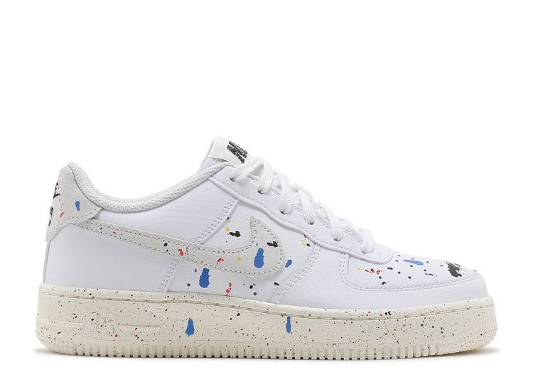 【 NIKE AIR FORCE 1 LV8 3 GS 'PAINT SPLATTER - WHITE' / WHITE SAIL WHITE WHITE 】 白色 ホワイト エアフォース ジュニア キッズ ベビー マタニティ スニーカー ナイキ|スニケス