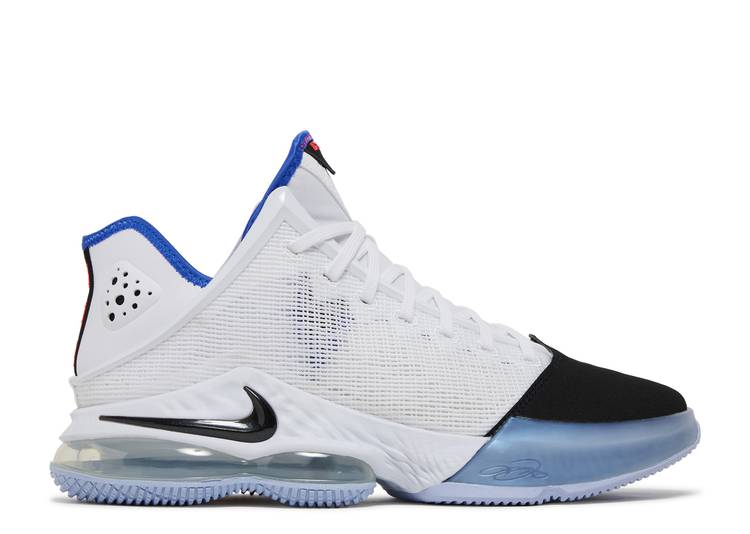 【 NIKE LEBRON 19 LOW BLACK TOE / WHITE BLACK MEDIUM BLUE SIREN 】 レブロン 白色 ホワイト 黒色 ブラック 青色 ブルー スニーカー メンズ ナイキ