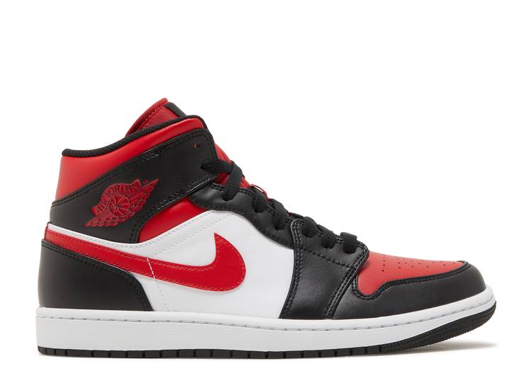 【 AIR JORDAN JORDAN 1 MID \u0027BRED TOE\u0027 / BLACK FIRE RED WHITE 】 ナイキ ミッド 黒いこと 黒いこと 火の手 赤 赤いこと 白いこと 白いこと エアジョーダン スニーカー メンズ