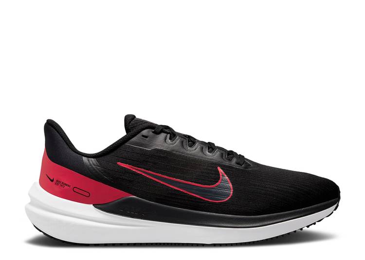 【 NIKE AIR WINFLO 9 'BLACK UNIVERSITY RED' / BLACK DARK SMOKE GREY IRON GREY 】 黒色 ブラック 灰色 グレー スニーカー メンズ ナイキ|スニケス