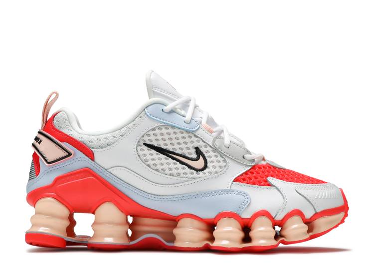 【 NIKE WMNS SHOX TL NOVA \u0027WHITE LASER CRIMSON\u0027 / WHITE WASHED CORAL HYDROGEN BLUE 】 ショックス レーザ 白いこと 白いこと 青碧 青碧 スニーカー レディース ナイキ
