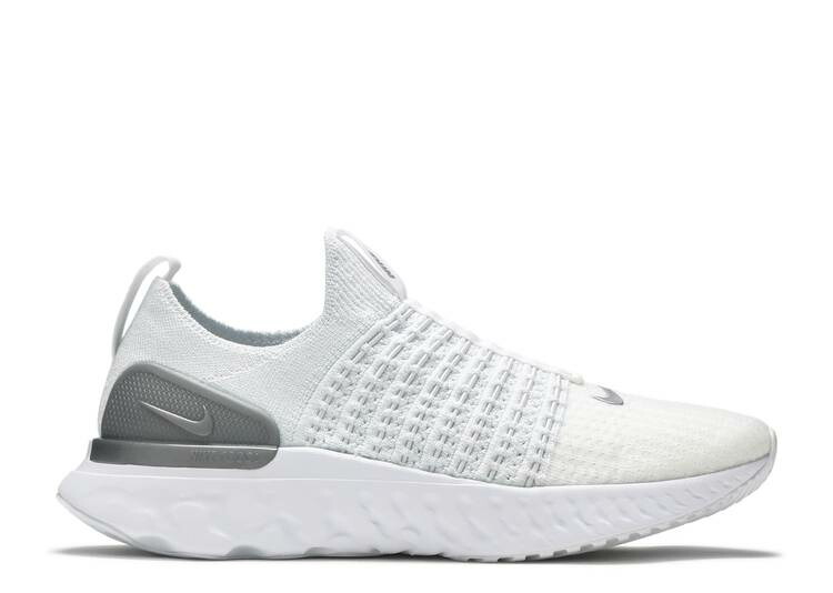 【 NIKE WMNS REACT PHANTOM RUN FLYKNIT 2 \u0027TRUE WHITE SILVER\u0027 / TRUE WHITE WHITE PURE PLATINUM 】 リアクト 幽客 飛球編み物 白いこと 白いこと 純一無雑 プラチナム スニーカー レディース ナイキ