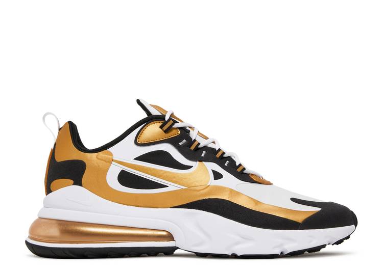 【 NIKE AIR MAX 270 REACT 'METALLIC GOLD' / WHITE BLACK METALLIC GOLD 】 マックス リアクト 白色 ホワイト 黒色 ブラック ゴールド エアマックス スニーカー メンズ ナイキ｜スニケス