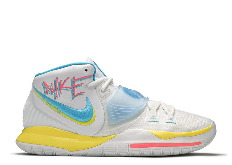 【 NIKE KYRIE 6 EP \u0027NEON GRAFFITI\u0027 / WHITE BLUE FURY OPTI YELLOW 】 カイリー 白いこと 白いこと 青味 青み 黄味がかった 黄色 スニーカー メンズ ナイキ