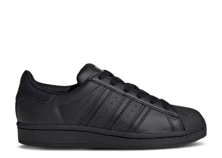 【 ADIDAS SUPERSTAR J 'TRIPLE BLACK' / CORE BLACK CORE BLACK CORE BLACK 】 アディダス スーパースター コア 黒色 ブラック ジュニア キッズ ベビー マタニティ スニーカー