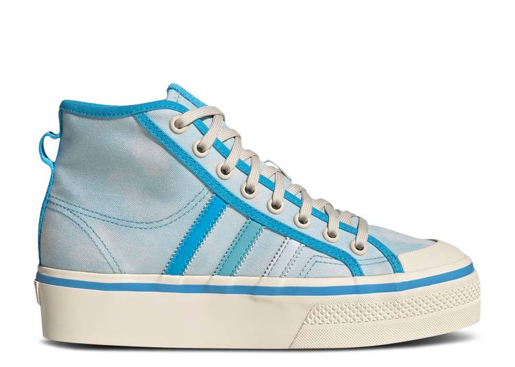 【 ADIDAS WMNS NIZZA PLATFORM MID 'ALMOST BLUE PANTONE' / ALMOST BLUE PANTONE WONDER WHITE 】 アディダス ミッド 青色 ブルー 白色 ホワイト スニーカー レディース