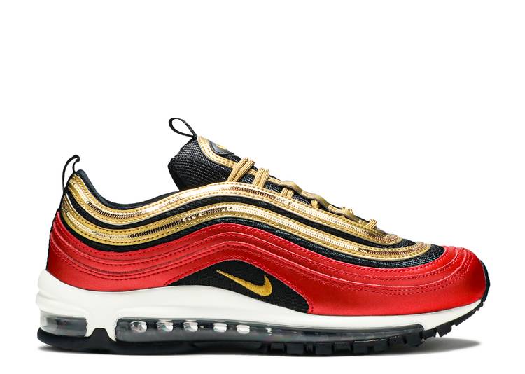 【 NIKE WMNS AIR MAX 97 \'GOLD SEQUIN\' / UNIVERSITY RED METALLIC GOLD 】 マックス 赤 レッド ゴールド エアマックス スニーカー レディース ナイキ|スニケス